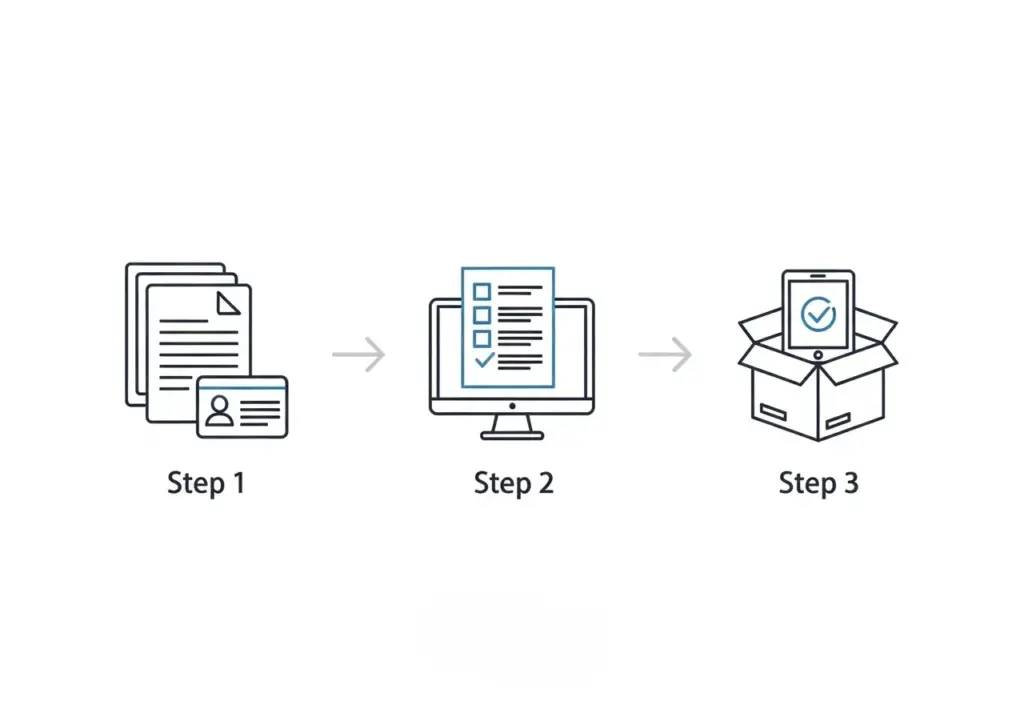 3-step Qlink Wireless application process